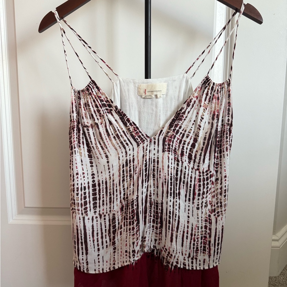 Anthropologie Red and White Camisole